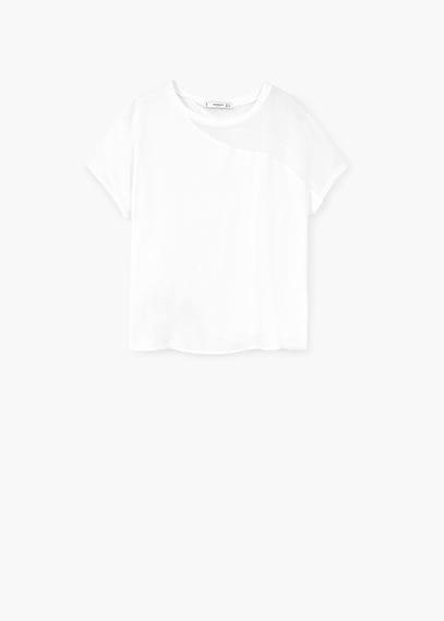 Mango Mango Chiffon Panel T Shirt
