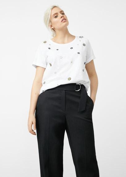 Violeta By Mango Violeta By Mango Embroidery Beaded T Shirt