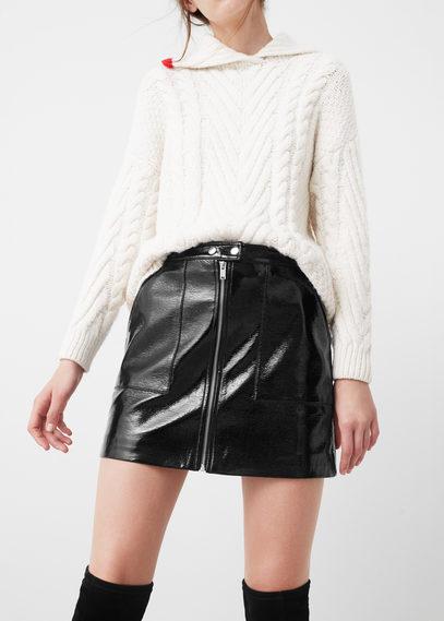 Mango Mango Zipped Patent Skirt