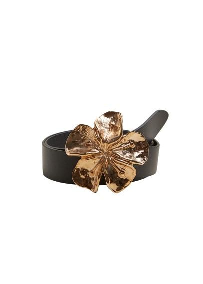 Mango Mango Flower Buckle Leather Belt