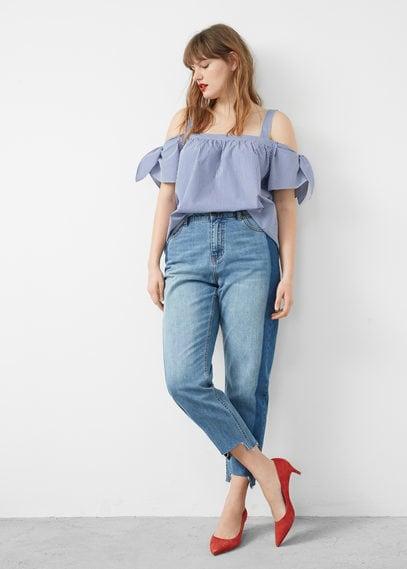 Violeta By Mango Violeta By Mango Check Off-shoulder Top