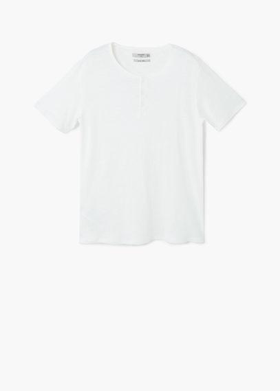 Mango Man Mango Man Flecked Linen-blend T Shirt