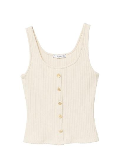 Mango Mango Buttonned Ribbed Top