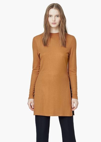 Mango Mango Ribbed Side Slit T Shirt