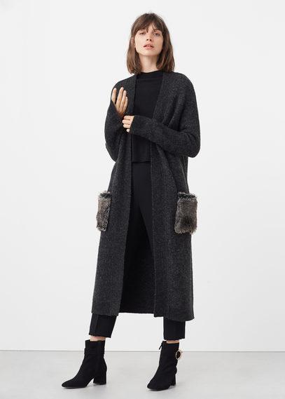 Mango Mango Faux-fur Pockets Cardigan