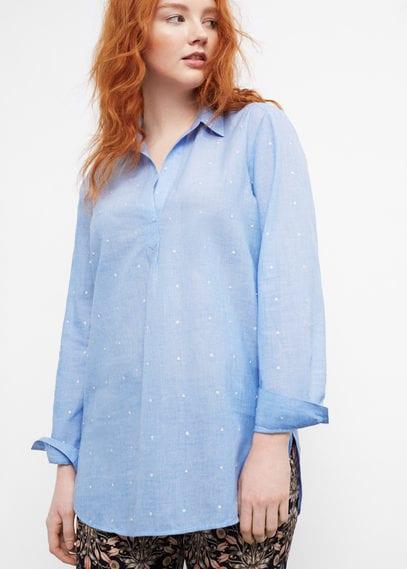 Violeta By Mango Violeta By Mango Embroidered Polka-dot Blouse