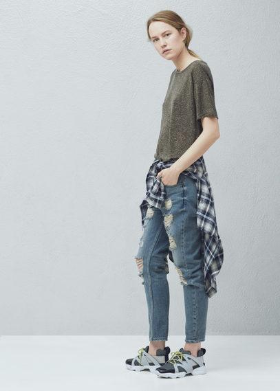Mango Mango Flecked Linen-blend T Shirt