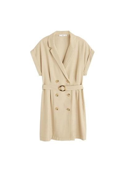 Mango Mango Belt Lapels Dress