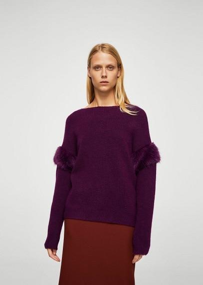 Mango Mango Faux Fur Trim Sweater