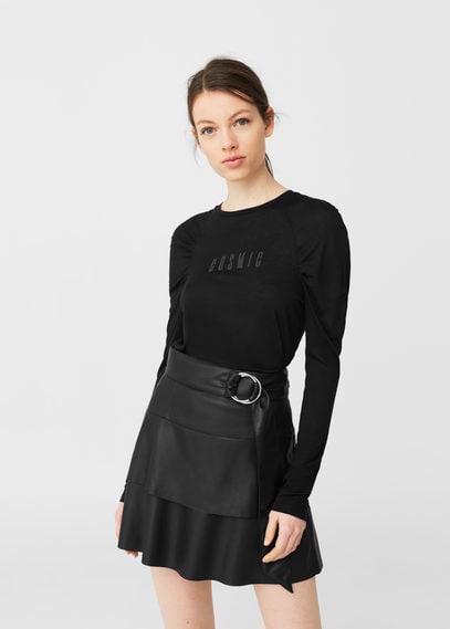 Mango Mango Ruched Detail T Shirt