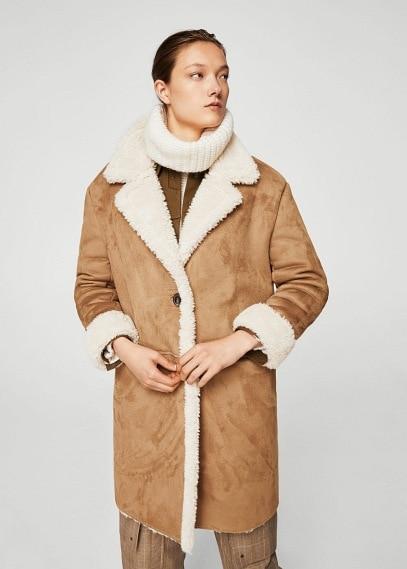 Mango Mango Faux Shearling Lining Coat