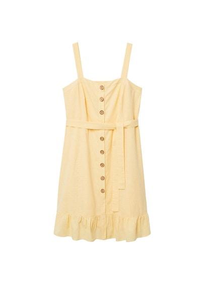 Violeta By Mango Violeta By Mango Buttoned Linen-blend Dress