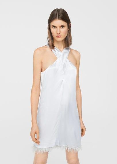 Mango Mango Feather Satin Dress