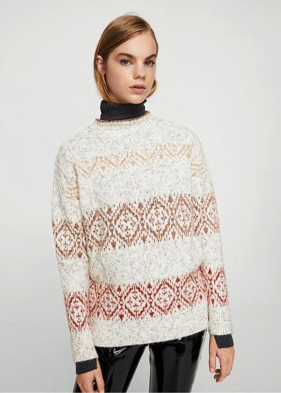 Mango Mango Geometric Jacquard Sweater