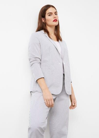 Violeta By Mango Violeta By Mango Striped Cotton Blazer