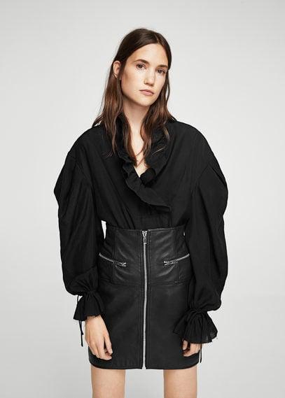 Mango Mango Zipped Leather Skirt