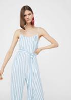 Mango Mango Linen-blend Striped Jumpsuit