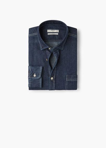 Mango Man Mango Man Dark Wash Denim Shirt