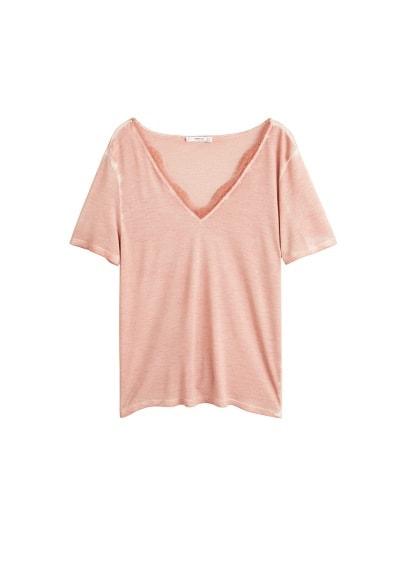 Mango Mango Lace Detail T-shirt