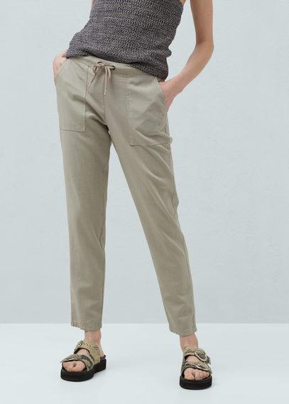 Mango Mango Pocket Linen-blend Trousers
