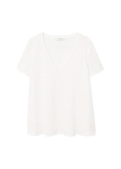 Mango Mango Flecked Linen-blend T-shirt