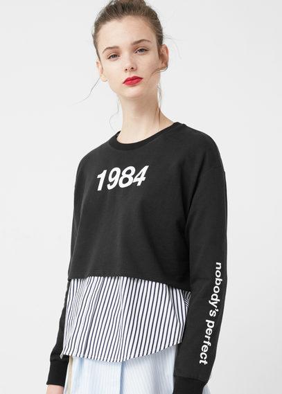 Mango Mango Cropped Cotton Sweatshirt