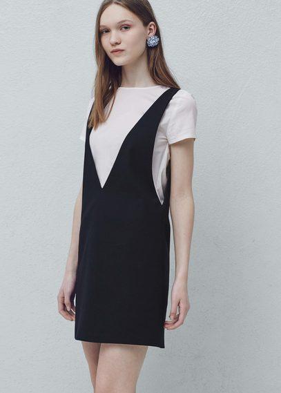 Mango Mango Pinafore Dress With T Shirt