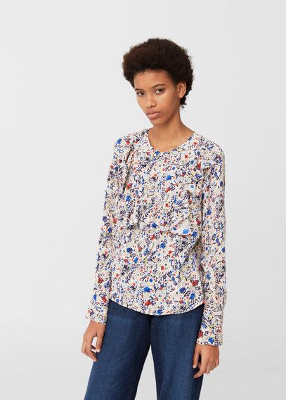 Mango Mango Ruffle Printed Blouse
