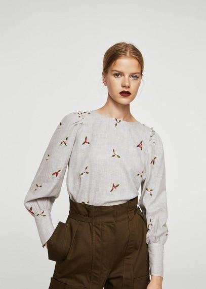 Mango Mango Floral Cotton Blouse