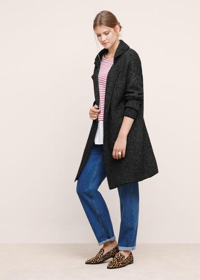 Violeta By Mango Violeta By Mango Herringbone Pattern Cotton-blend Cardigan