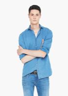 Mango Man Mango Man Slim-fit Patterned Chambray Shirt