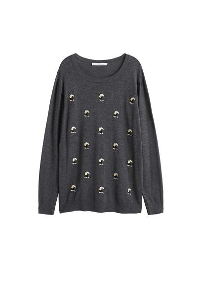 Violeta By Mango Violeta By Mango  Toucan Embroidered Sweater