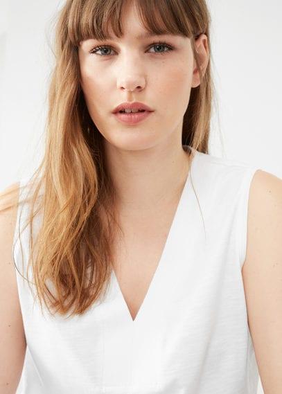 Violeta By Mango Violeta By Mango Flecked Cotton-blend Top