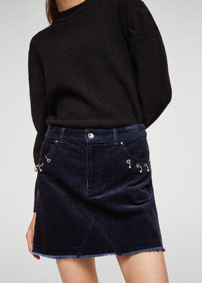 Mango Mango Piercing Detail Corduroy Skirt