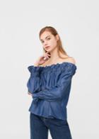 Mango Mango Off Shoulder Denim Blouse