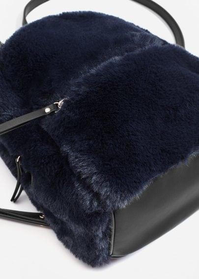Mango Mango Zipped Faux Fur Backpack