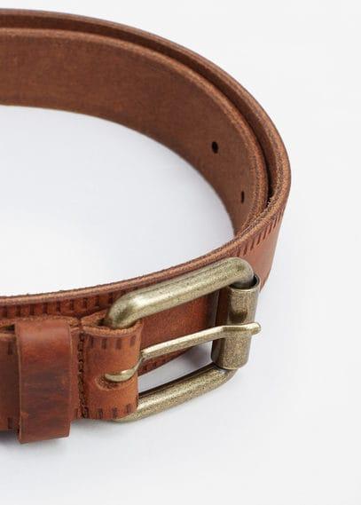 Mango Man Mango Man Engraved Leather Belt