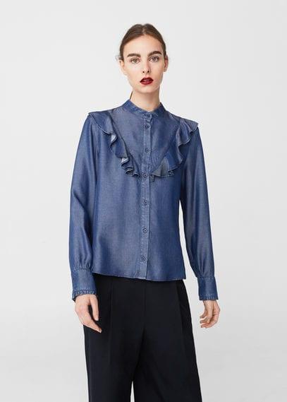 Mango Mango Ruffled Denim Shirt