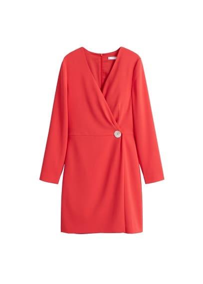 Mango Mango Button Wrap Dress