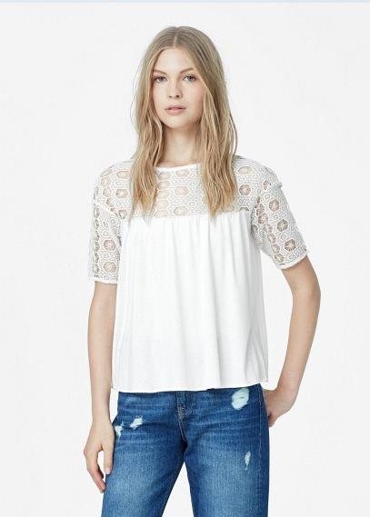 Mango Mango Guipure Panel T Shirt