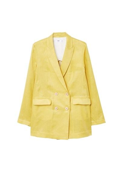 Mango Mango Linen Double-breasted Blazer