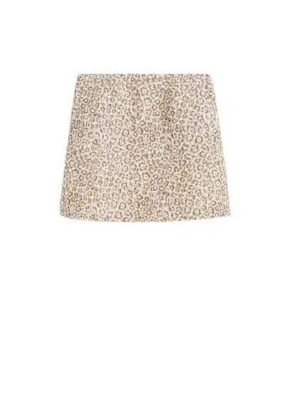 Mango Mango Leopard Linen Miniskirt