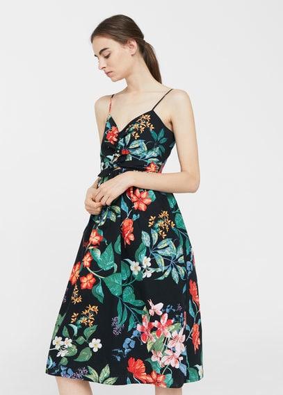 Mango Mango Bow Floral Dress