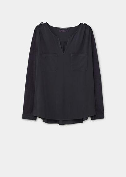 Violeta By Mango Violeta By Mango Mixed Fabric Blouse