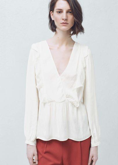 Mango Mango Ruffled Neck Blouse