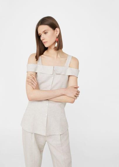 Mango Mango Linen Off-shoulder Blouse