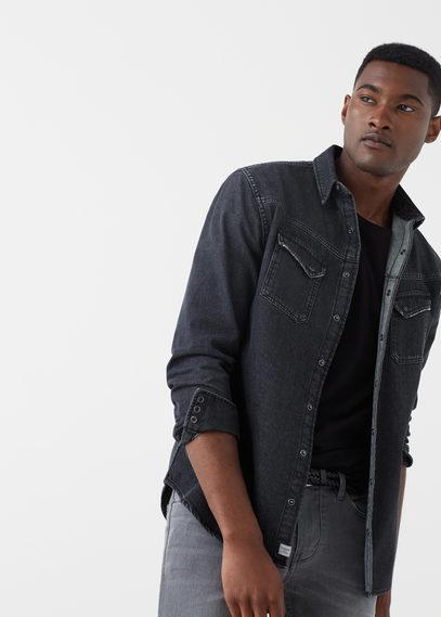 Mango Man Mango Man Black Denim Shirt