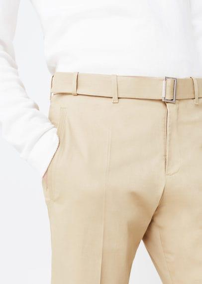 Mango Man Mango Man Belt Cotton-blend Trousers