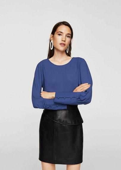 Mango Mango Buttoned Sleeves Blouse
