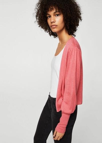 Mango Mango Ribbed Metallic Cardigan